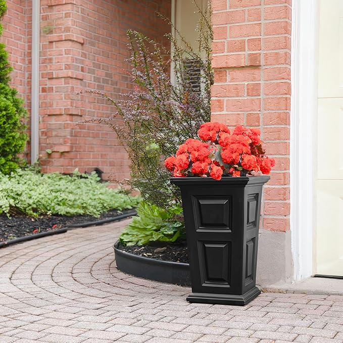 Mayne Wyndham 24-Inch Tall Planter – Self-Watering, Weather-Resistant Planter for Flowers – Durable Indoor/Outdoor Design for Patio, Porch, or Entryway