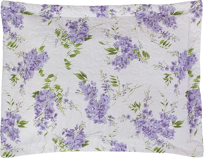 Laura Ashley - Twin Quilt Set, Reversible Cotton Bedding with Matching Sham, Lightweight Decor for All Seasons (Keighley Lilac, Twin)