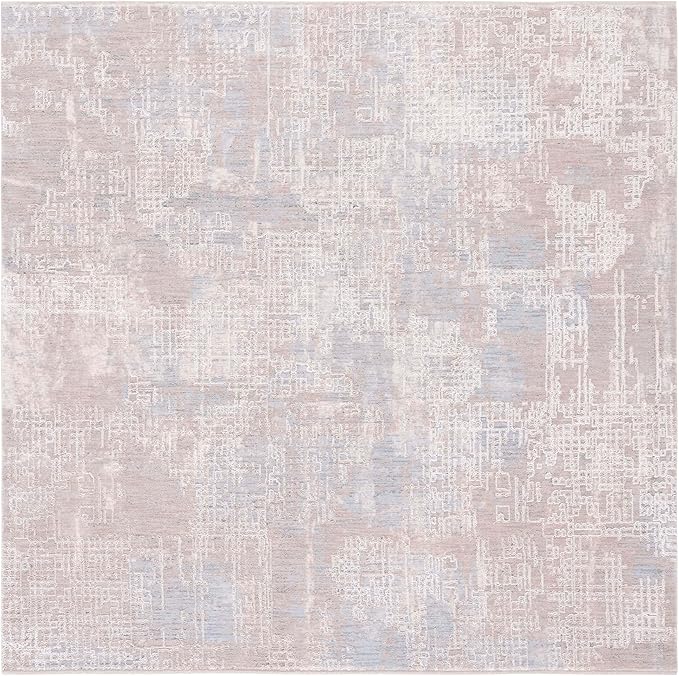 SAFAVIEH Marmara Collection Area Rug - 6'7" Square, Grey & Beige Blue, Modern Design, Non-Shedding & Easy Care, Ideal for High Traffic Areas in Living Room, Bedroom (MRM314F)