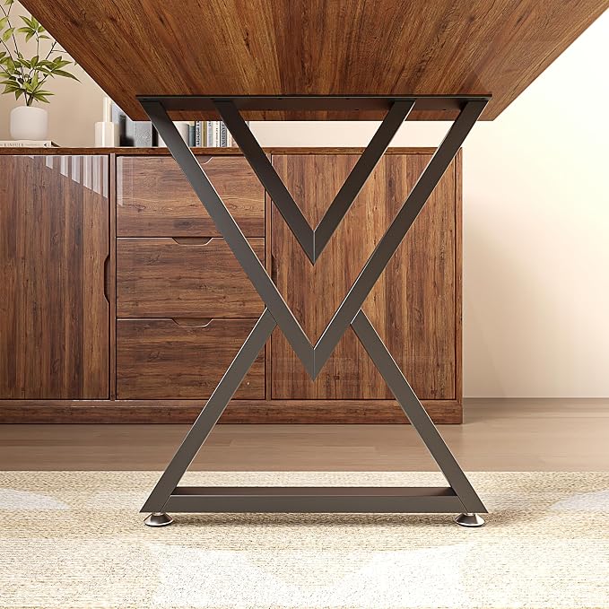 28 Inch Metal Dining Table Legs, Heavy Duty Desk Legs Set of 2, 1000 LBS Load Capacity, Industrial Iron Leg for DIY Desk, Kitchen Table, Conference Table, with Adjustable Feet, Matte Black