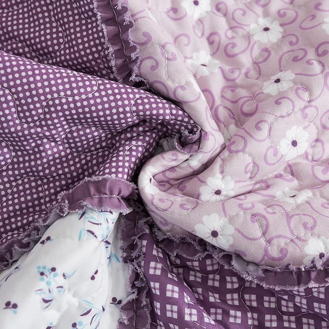 HoneiLife Queen Quilt Bedding Sets - Floral Quilt Bedding Sets 3-Piece 90x96, Reversible Bedspreads Patchwork Coverlet Nostalgic Bedding Set All Season Quilts