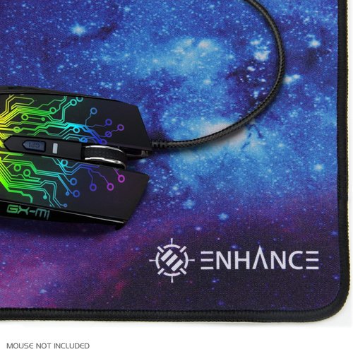 ENHANCE Small Gaming Mouse Pad - Anti-Fray Stitching, Non-Slip Base, Precision Tracking | 12.6 x 10.6 Inches, Galaxy