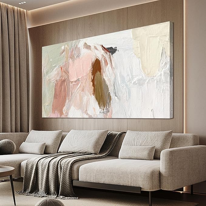 Canvas Wall Art Decor Wall Art Pictures For Living Room Pink and White Wall Art Decor Abstract Art Wall Decoration Abstract Wall Art Prints Art Work for Bedroom Office Kitchen Wall Decor 24" x 48"
