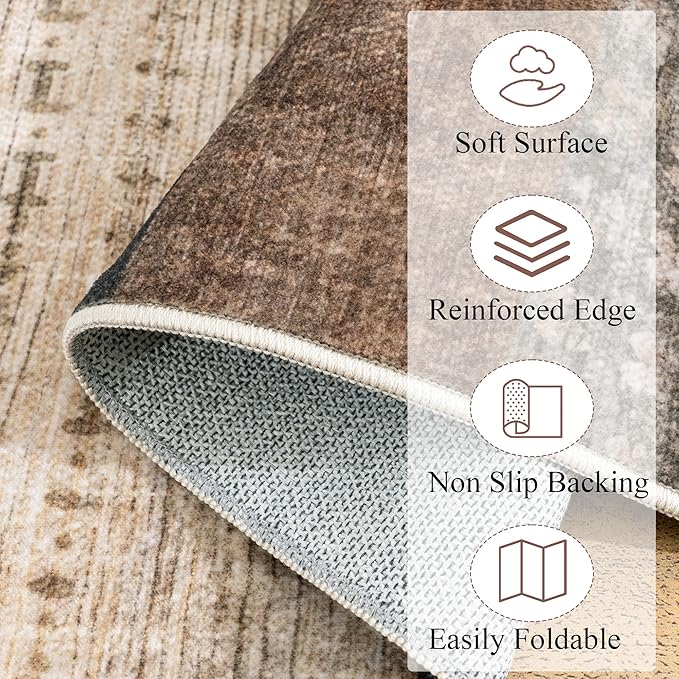 Modern Geometric Patchwork Indoor Area Rug for Living Room, Beige 6'x 9' Large Rug Rockwood Collection Hardwood Floors Decor for Bedroom, Beige Throw Carpet for Office Entryway Dining Room