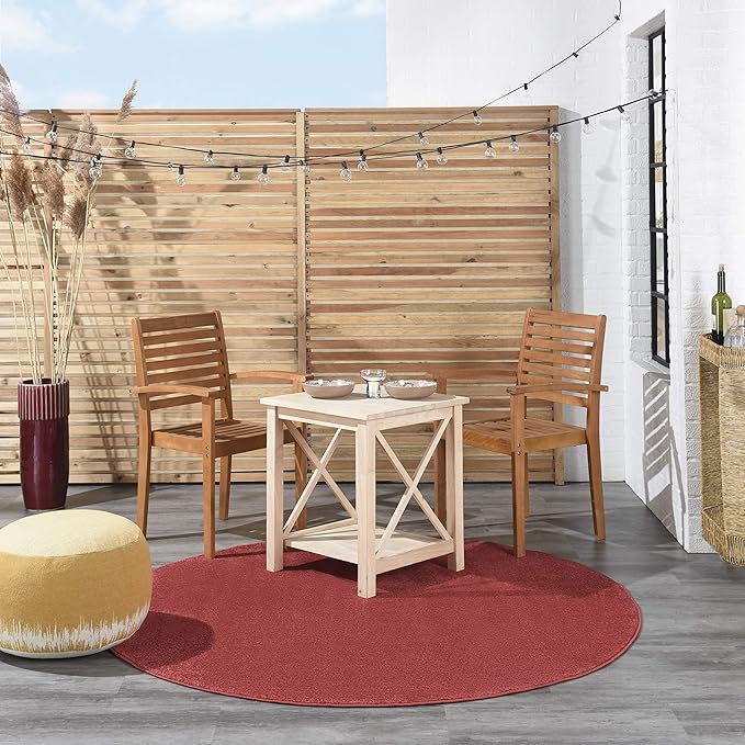 Nourison Home Nourison Essentials Brick Red 6' x Round Area Rug - Easy Clean, Non Shedding, Bed Room, Living Room, Dining Room, Kitchen (6' x Round)