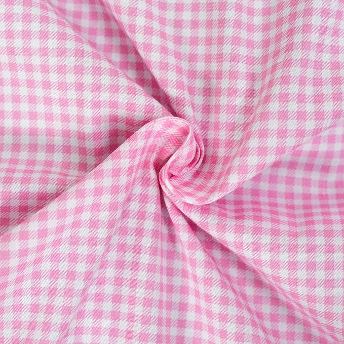 FADFAY Shabby Floral Duvet Cover Set Pink Grid Cotton Farmhouse Bedding with Hidden Zipper Closure 3 Pieces, 1duvet Cover & 2pillowcases,Queen Size