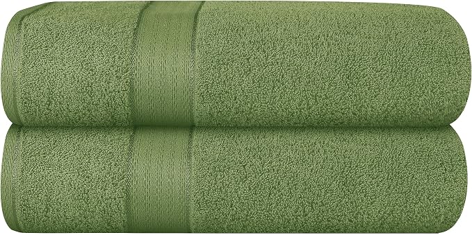 GLAMBURG 700 GSM Premium Cotton 2-Pack Oversized Extra Large Bath Sheet Set - 100% Combed Cotton - 2 Bath Sheets 35x70 - Luxury Hotel & Spa Quality - Durable Ultra Soft Highly Absorbent - Kiwi Green