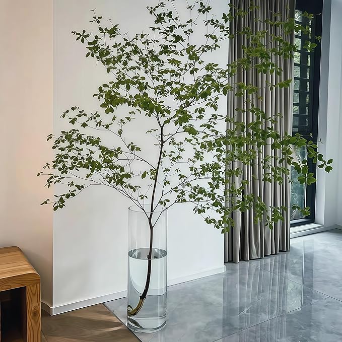 Extra Large Acrylic Cylinder Clear Vase for Floor, 20 in Tall Big Wide Mouth Plastic Unbreakable Hurricane Flower Vases of 3 for Home Decor (D 8", D 6", D 4.8" + 3 Holder)