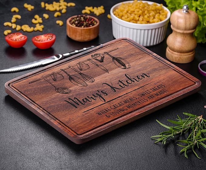 Personalized Engraved Cutting Board, Custom Mother’s Day Gift for Mom, Wife or Grandma, Unique Kitchen Gift Idea for Her, Christmas, Birthday, Housewarming