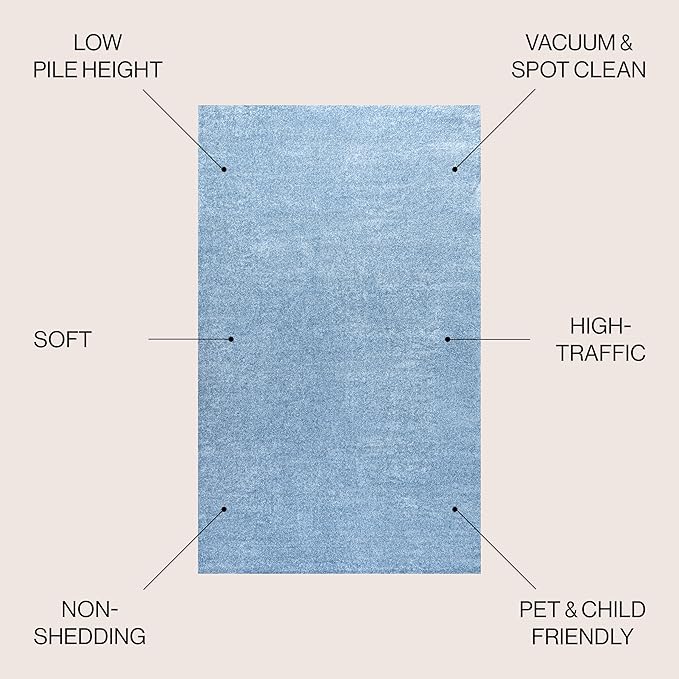 JONATHAN Y Haze Solid Low-Pile Classic Blue Indoor Area Rug 10x14, Coastal,Bohemian,Minimalist,Classic, Easy-Cleaning for Living Room,Bedroom,Kitchen,Pet Friendly,Non-Shedding (SEU100F-14)
