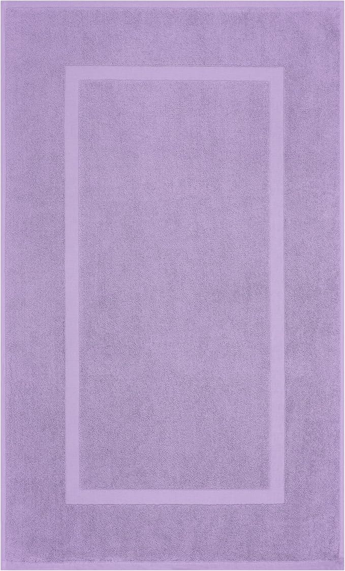 Cotton Paradise 100% Cotton Turkish Bathmat Set, Soft Absorbent Quick Dry, 2 Piece 20x34 Bathmat Floor Set, Lilac
