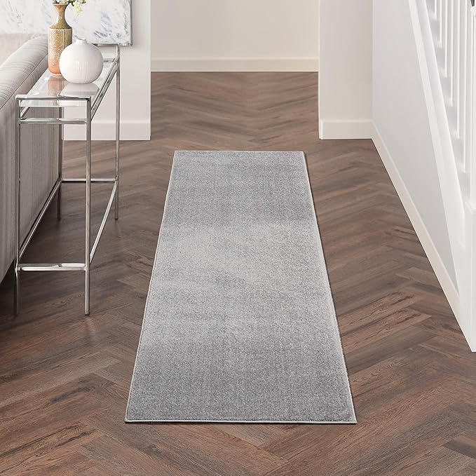 Nourison Home Nourison Essentials Silver Grey 2' x 6' Area Rug - Easy Clean, Non Shedding, Bed Room, Living Room, Dining Room, Kitchen (6' Runner)