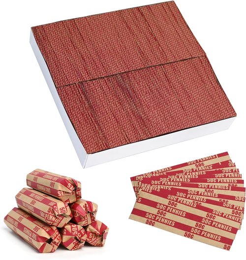 L LIKED Coin Wrappers - Flat Striped Design for Pennies | Pack of 1000 Wrappers