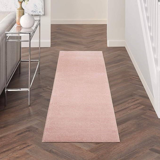 Nourison Home Nourison Essentials Pink 2' x 6' Area Rug - Easy Clean, Non Shedding, Bed Room, Living Room, Dining Room, Kitchen (6' Runner)