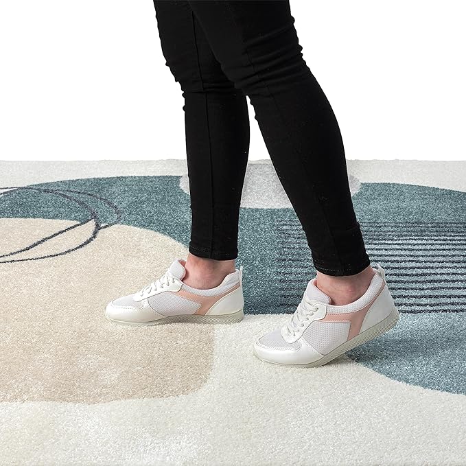 Abani Deco Area Rug -Cream/Green Minimalist Design -7'9" x 10'2"(8'x10') - Easy to Clean - Durable for Kids and Pets - Non-Shedding - Medium Pile - Soft Feel - for Living Room, Bedroom & Office