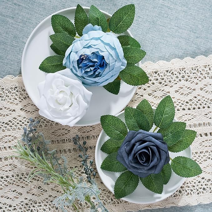 Artificial Flowers Combo, Fake Flowers for DIY Tables Centerpieces Baby Shower Bridal Shower Wedding Bouquet Arrangements Party Candle Holder Cake Decor Flower Home Decorations
