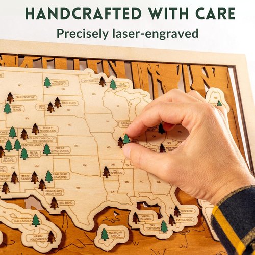 National Parks Map - USA Travel Tracker with Checklist, Pins & Stickers | Perfect Adventure Gift for Park Lovers