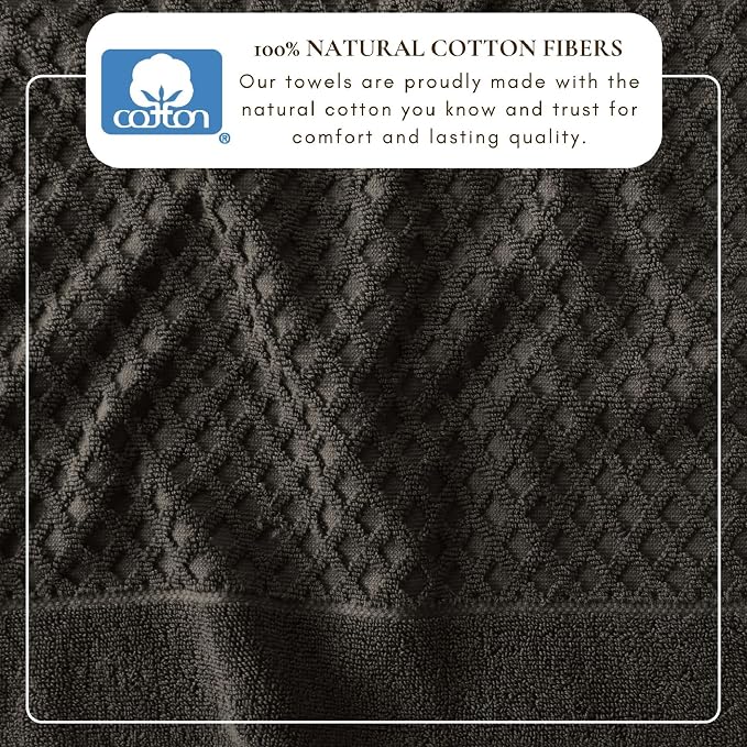 Great Bay Home Bath Towels - 100% Cotton 6 Piece Bath Sheet Set - Diamond Waffle Weave - Absorbent, Durable, Quick-Dry Towels for Bathroom (Midnight)