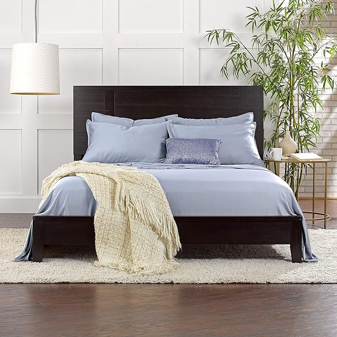 Pure Bamboo King Sheets, Genuine 100% Organic Viscose Derived from Bamboo Bed Sheet Set, Luxuriously Soft & Cooling, Double Stitching, 2 Year Quality Promise (King, Sterling Blue)