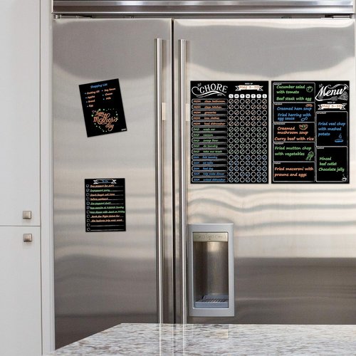 JJPRO Magnetic Chalkboard Reward Chore Chart | Weekly Meal Planner with Bonus Grocery List & Notepad
