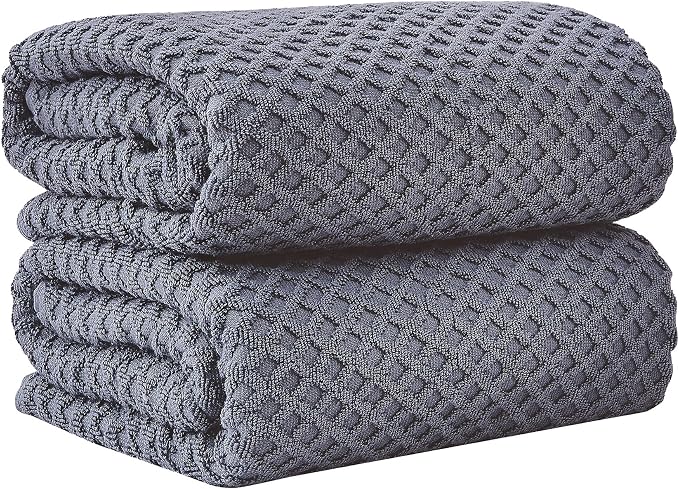 Great Bay Home Oversized Bath Sheets - 100% Cotton 2 Pack 68x35 Extra Large Towel - Absorbent, Durable, Quick-Dry Towels for Bathroom (Chambray Blue)