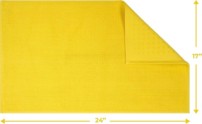 Cotton Paradise 100% Cotton Turkish Bathmat Rug, Soft Absorbent Quick Dry Non Slip, 17x24 Bathmat Rug, Yellow