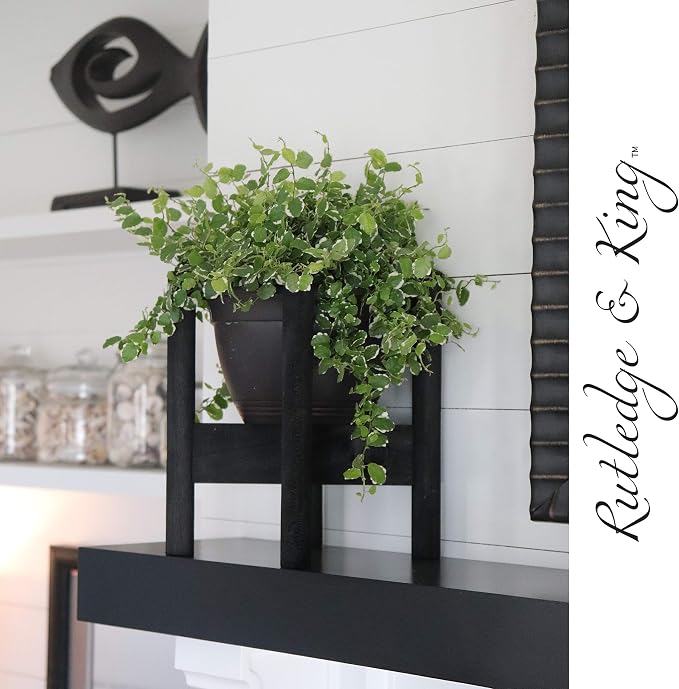 Rutledge & King Mid Century Plant Stand - Modern Plant Stand - Indoor Plant Stand - Wooden Plant Stand - Plant Holder (Medium, Aberdeen/Black)