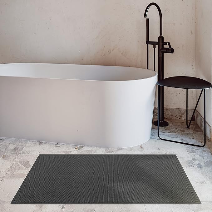 Cotton Paradise 100% Cotton Turkish Bathmat Rug, Soft Absorbent Quick Dry Non Slip, 17x24 Bathmat Rug, Dark Gray