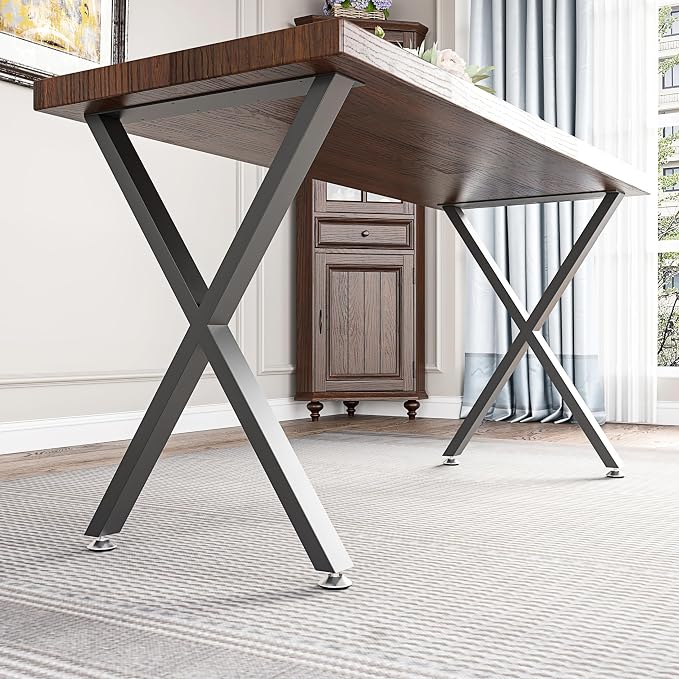 Heavy Duty 28 Inch X-Shaped Metal Table Legs Set of 2, 1000 LBS Load Capacity, 100% Iron Industrial X-Frame Legs for Dining Table, Office Desk, Workbench, Rust-Proof & Corrosion Resistant, Black