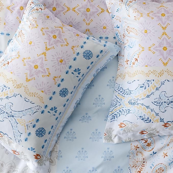 Bedsure Duvet Cover King Size - Reversible Vintage Floral Duvet Cover Set with Zipper Closure, 3 Pieces Winter Sky Bedding Set with 8 Corner Ties and 2 Pillow Shams 20"x36"