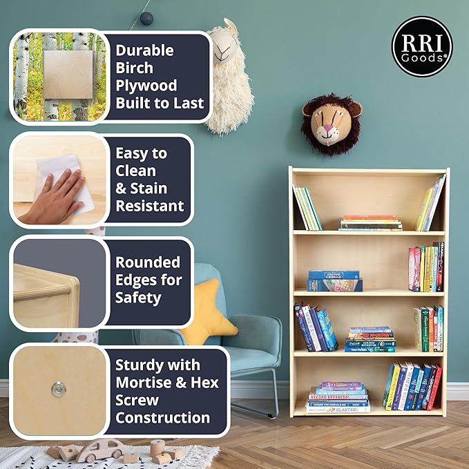 Montessori 10 Section Wall Cubbies, Hanging Cubby Home-School Organizer Shelf with White Storage Bins and Hooks, Kids Friendly, Built to Last