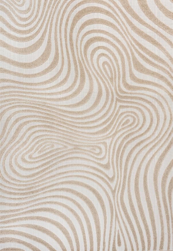 JONATHAN Y Maribo High-Low Abstract Striped Beige/Cream 3x5 Indoor/Outdoor Area Rug for Patio, Backyard, Living Room, Bedroom, Office, Hose-Washable (SCN103D-3)