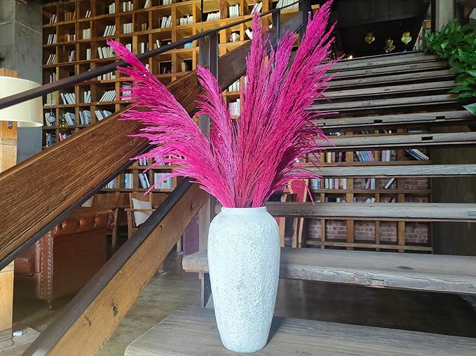 Pampas Grass Decor Tall,Long Pampas, Large Pompas Floral, Elegant Feather Flowers for Wedding Decorations, Living Room Decor (Natural Purple Red, 4pcs 43.3"(110cm))