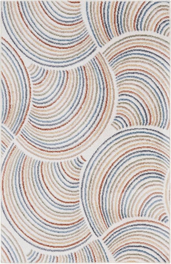Nourison Home Astra Machine Washable Ivory Multicolor 4' x 6' Area Rug - Easy Clean, Non Shedding, Bed Room, Living Room, Dining Room, Kitchen (4' x 6')