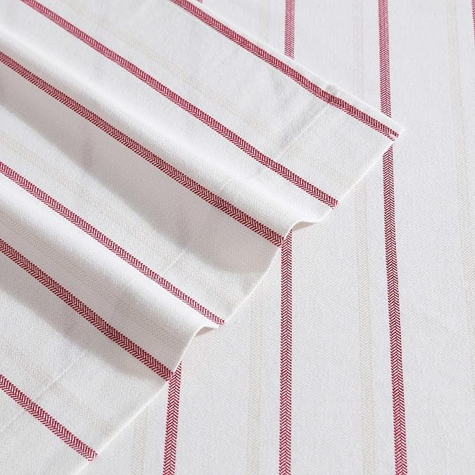 Eddie Bauer - Full Bed Sheets, Cotton Flannel Bedding Set with Matching Pillowcases, Brushed for Extra Softness, Deep Pocket, Oeko-Tex Certified (Cooper Falls Red)