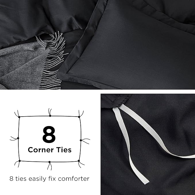 Bedsure Duvet Cover California King Size - Soft Double Brushed Bedding Set for Kids & Adults, Zipper Closure, 3 Pieces, Includes 1 Duvet Cover (104"x98") & 2 Pillow Shams, NO Comforter, Black