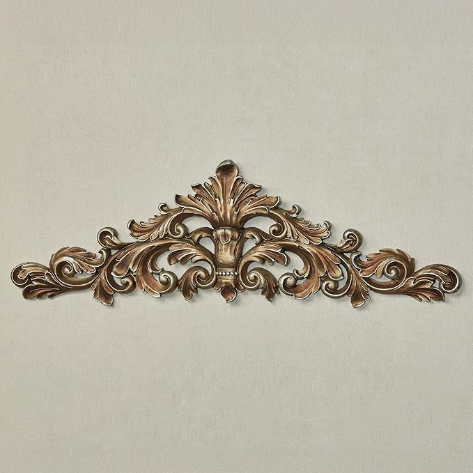 Touch of Class Burnished Silver Wall Topper | Decorative Resin Acanthus Leaf Design | Ornate Vintage Wall Accent for Mirrors, Doorways, or Artwork | Traditional Home Decor | 25 Inch