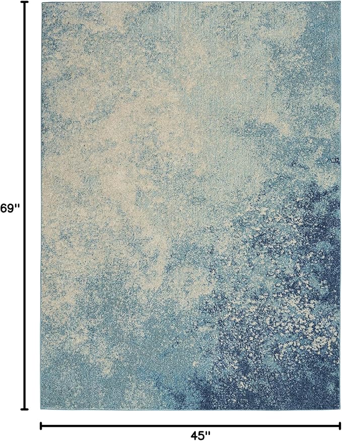 Nourison Home Passion Navy/Light Blue 3'9'' x 5'9'' Area-Rug, Modern, Abstract, Easy-Cleaning, Non Shedding, Bed Room, Living Room, Dining Room, Kitchen, (4' x 6')