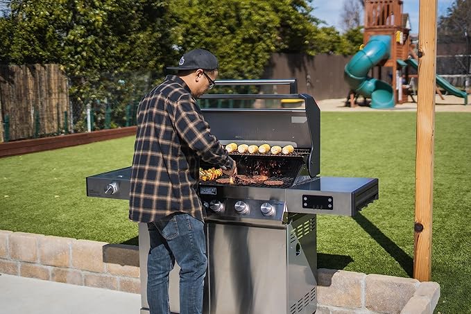 Monument Grills 6-Burner Convertible Natural Gas Smart bbq Grill Stainless Steel Denali 605 with Rotisserie Kit (Without Conversion Kit)