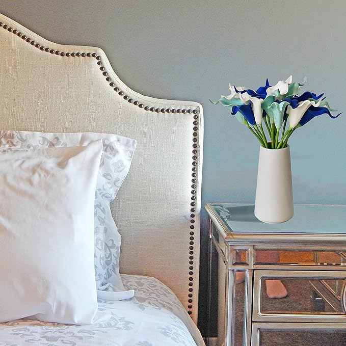 Mandy's PU Shades of Blue Calla Lily Artificial Flowers 20 Stems 13.5in Faux Realistic Centerpiece for Thanksgiving and Christmas Decorations DIY Bridal Bouquet Home Décor