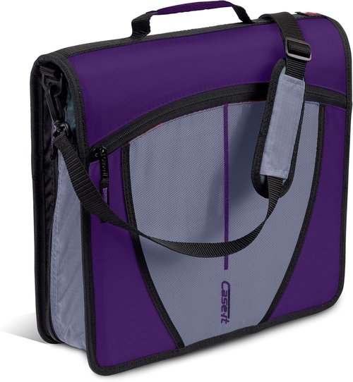 Case-it Mighty Zip Tab School Zipper Binder - 3-Inch O-Rings, 600-Sheet Capacity, 5-Subject Organizer | Purple Eclipse