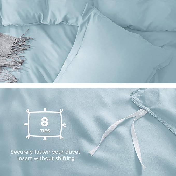 Bedsure Duvet Cover Queen Size - Soft Double Brushed Bedding Set for Kids & Adults, Zipper Closure, 3 Pieces, Includes 1 Duvet Cover (90"x90") & 2 Pillow Shams, NO Comforter, Winter Sky