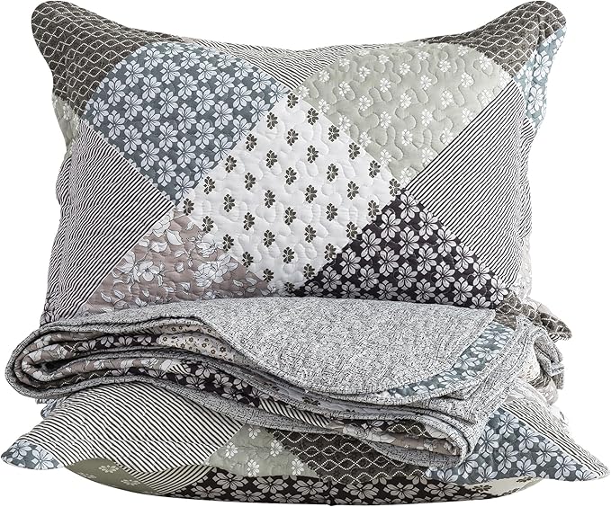HoneiLife King Size Quilt Set - 3 Piece Microfiber Quilts Reversible Bedspreads Patchwork Coverlets Rustic Bedding Set for King Bed