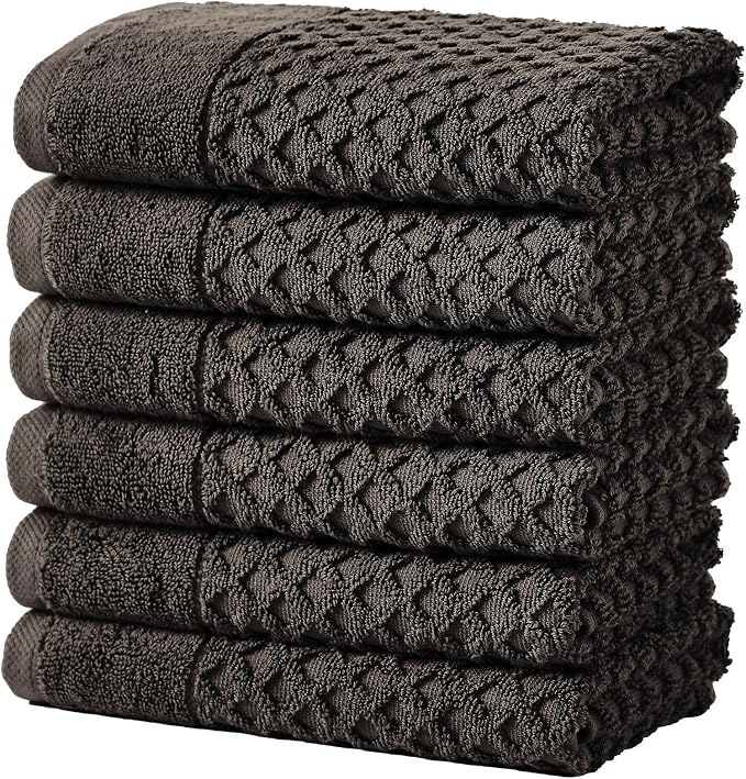Great Bay Home Hand Towels - 100% Cotton 6 Pack 26x16 Hand Towel Set - Absorbent, Durable, Quick-Dry Towels for Bathroom (Midnight)