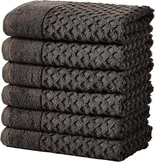 Great Bay Home Hand Towels - 100% Cotton 6 Pack 26x16 Hand Towel Set - Absorbent, Durable, Quick-Dry Towels for Bathroom (Midnight)