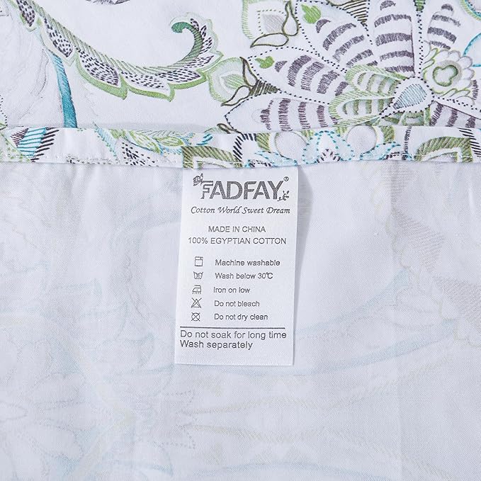 FADFAY Blue Paisley Sheets Set Cal King Boho Paisley Bedding Bohemian Damask Paisley Bed Sheet Breathable 100% Egyptian Cotton 800 Thread Count Deep Pocket Fitted Sheet 4Pcs, California King Size