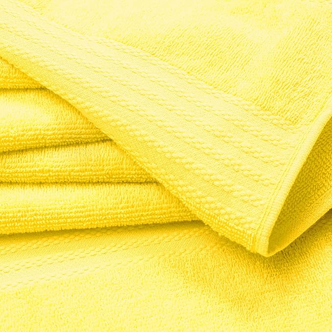 GLAMBURG Ultra Soft 8-Piece Towel Set - 100% Pure Ringspun Cotton, Contains 2 Oversized Bath Towels 27x54, 2 Hand Towels 16x28, 4 Wash Cloths 13x13 - Ideal for Everyday use, Hotel & Spa - Yellow