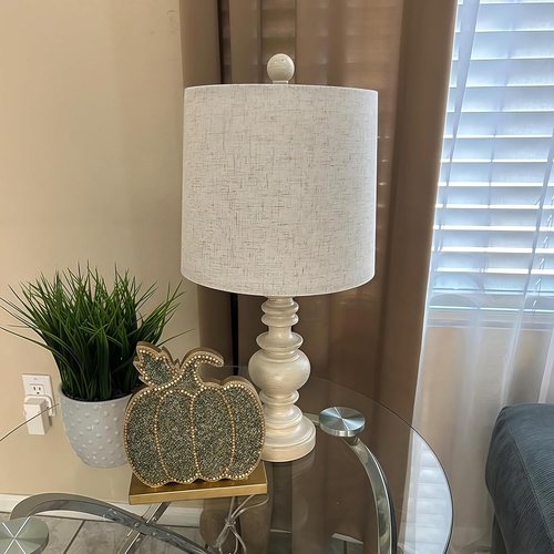 BOBOMOMO Rustic Table Lamp Set of 2 - Vintage Linen Lamps for Living Room & Bedroom Nightstands