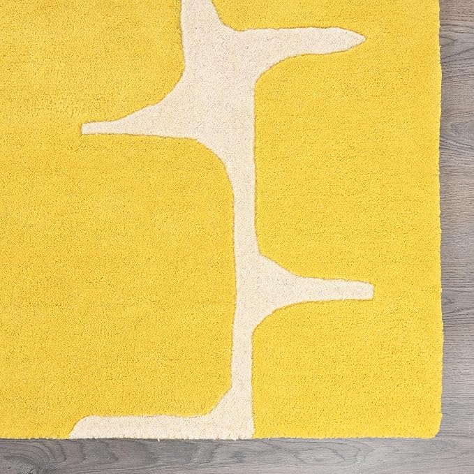 Restoration and Renovation Modern Wool Area Rug - Contemporary Abstract Geometric Design, Thick & Soft Hand-Tufted Carpet - Ideal for Indoor Decor in Living Room, Bedroom (Honey, 5' Round)