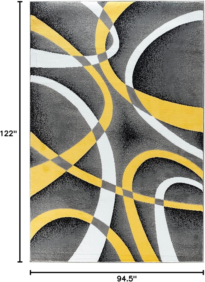 GLORY RUGS Area Rug Modern 8x10 Yellow Soft Contemporary Floor Carpet for Indoor Living Dining Room and Bedroom Area